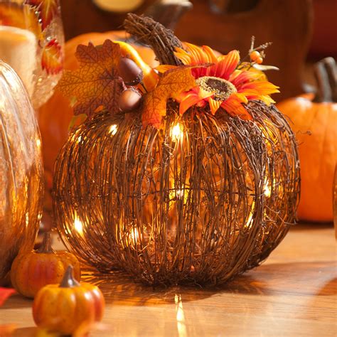 lit pumpkin decor